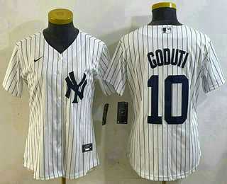 Womens New York Yankees #10 Goduti White Cool Base Stitched Jersey